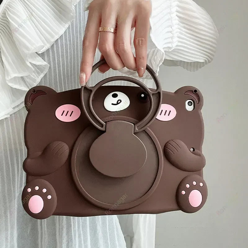 360° Cartoon Silicone Child Protective Cover for iPad 10.9 inch 10 Generation Cute Cartoon Duck for iPad Air 4 5 10.2 10.5 Air 3