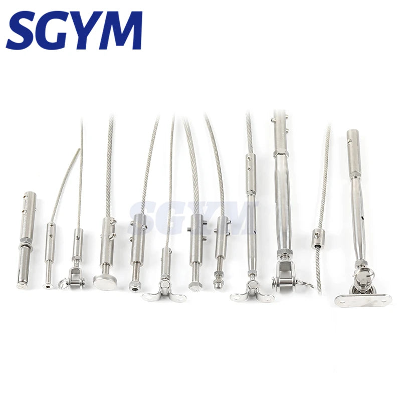 Cable Railing Wire rope Threaded Stud Tension End Fitting Toggle Anchor Terminal Cross Clip Clamp with Hexagon Grub Screw Bolts