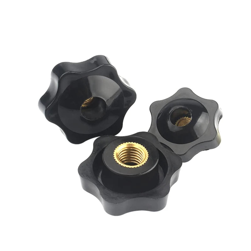 1/5Pcs Plum Nut Mechanical Black Thumb Nut Knob Manual Nut Thermoplastic Brass Thread With and Without Holes M4/M5/M6/M8/M10/M12