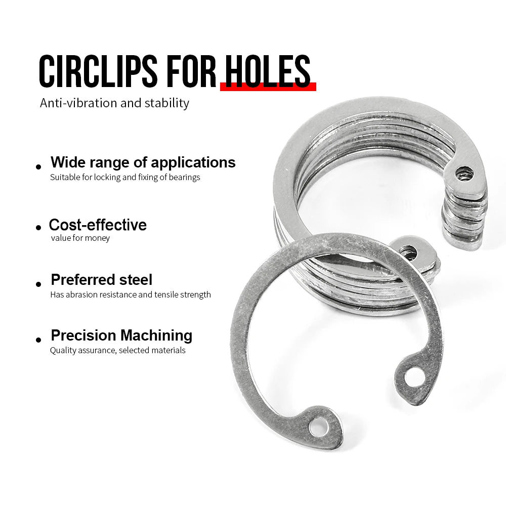 NINDEJIN 5-50pcs C type internal circlip retaining rings for hole stainless steel carbon steel circlip snap rings DIN472 - KiwisLove