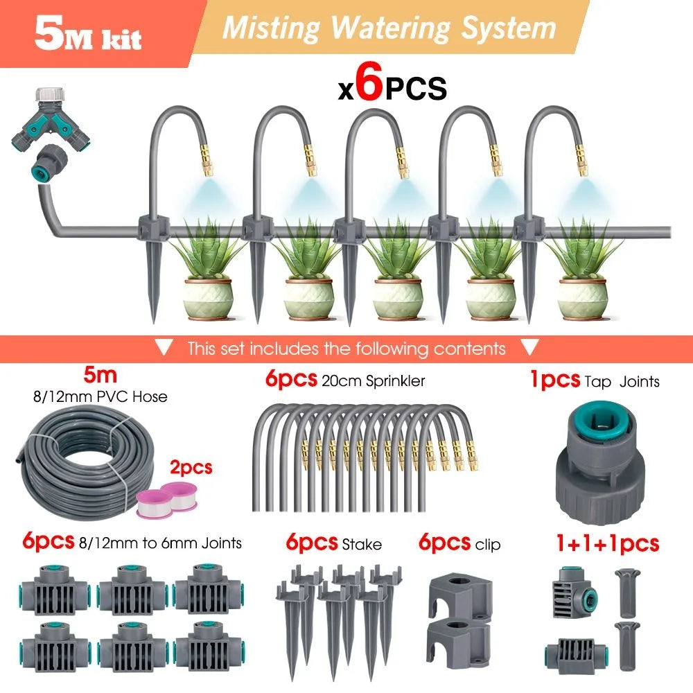Premium 20cm Flexible Brass Nozzle Automatic Misting Irrigation System - Quick Connect Spray for Garden 1/4" Hose