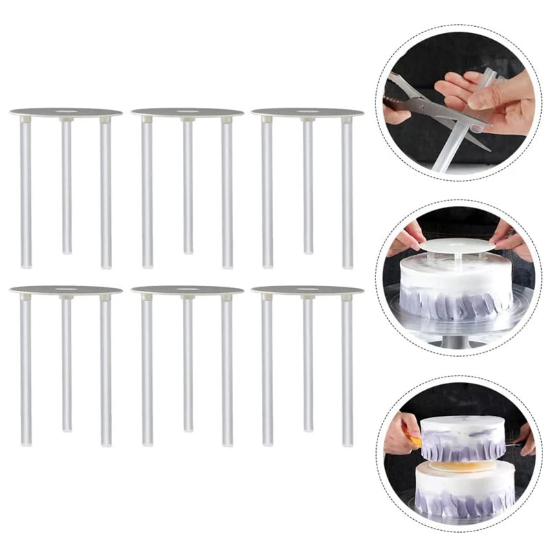 Plastic Cake Dowel Rods Set White Cake Sticks Support Rods Separator Plates Multilayer Cake Stand Suspended Gasket