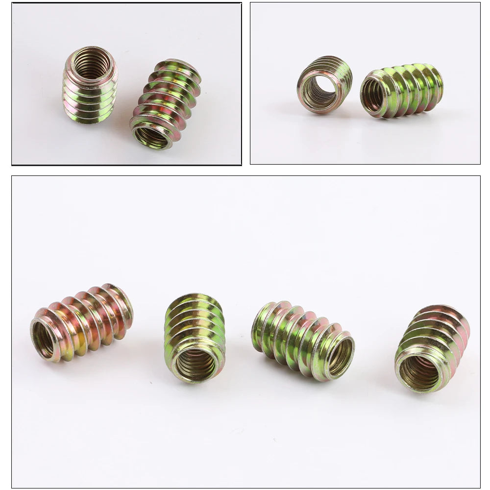 NINDEJIN 10-20pcs Wood Insert Nuts M6 M8 Zinc Plated Carbon Steel Furniture Pass Through Drive Unhead Threaded Nut Screw - KiwisLove