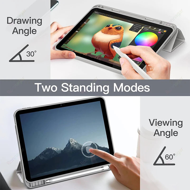 For iPad 10th Generation Case A16 2025 iPad Air5 Air4 10.9 Air 11 M2 M3 2024 Pro11 M4 M2 7 8 9 10.2 10.5 Case With Pencil holder