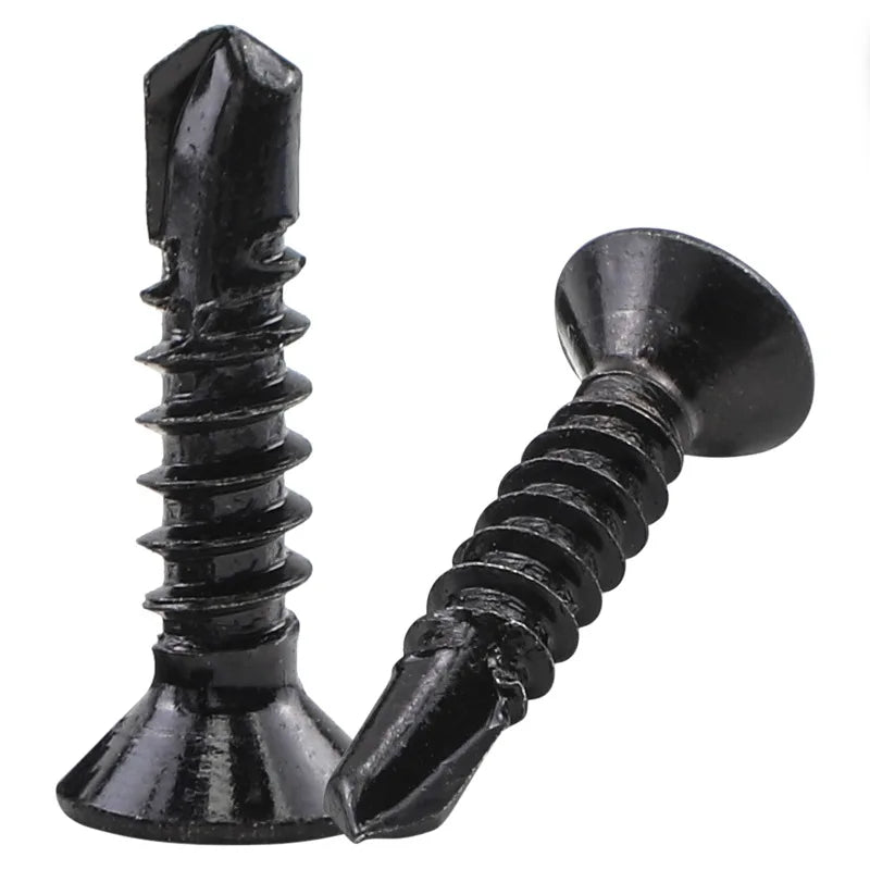 NINDEJIN Phillips Flat Head Self Drilling Screw Black Zinc Stainless Steel M4.2 M4.8 #8 Tapping Screw for Wood Metal Sheet