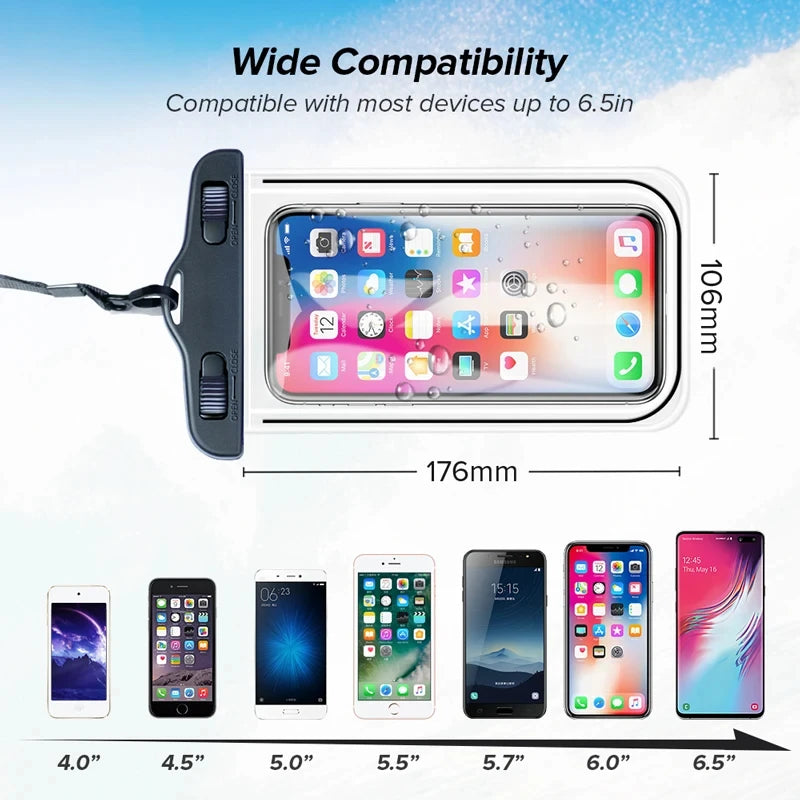 5/2/1PCS Universal Waterproof Phone Pouch Cellphone Dry Bag Case Underwater Phone Protector PV Cover for Kayaking, Beach fishing