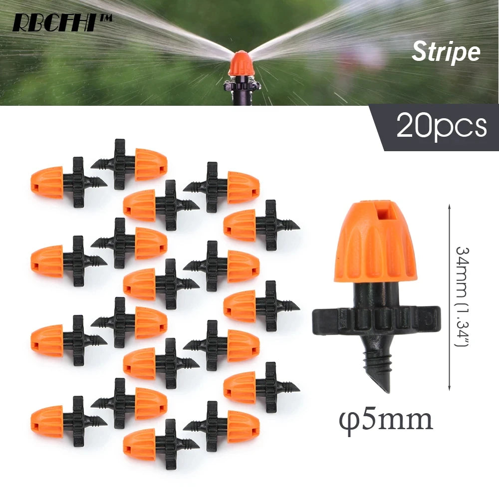 20pcs 90°/180°/360° Garden Irrigation Spraying Sprinkler Misting Nozzle for 5mm Thread Barb Coupling Joint for Bonsai Lawn Yard