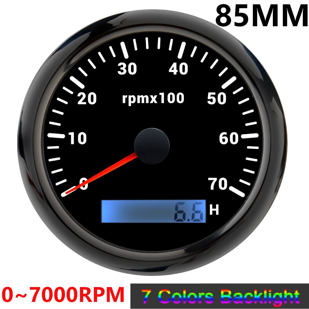 HD 8K 6K 4K 3K 8000rpm Boat Tachometer Marine Tacho Meter Gauge LCD Hourmeter 85mm Car Tachometer Toerenteller 7Colors Backlight - KiwisLove