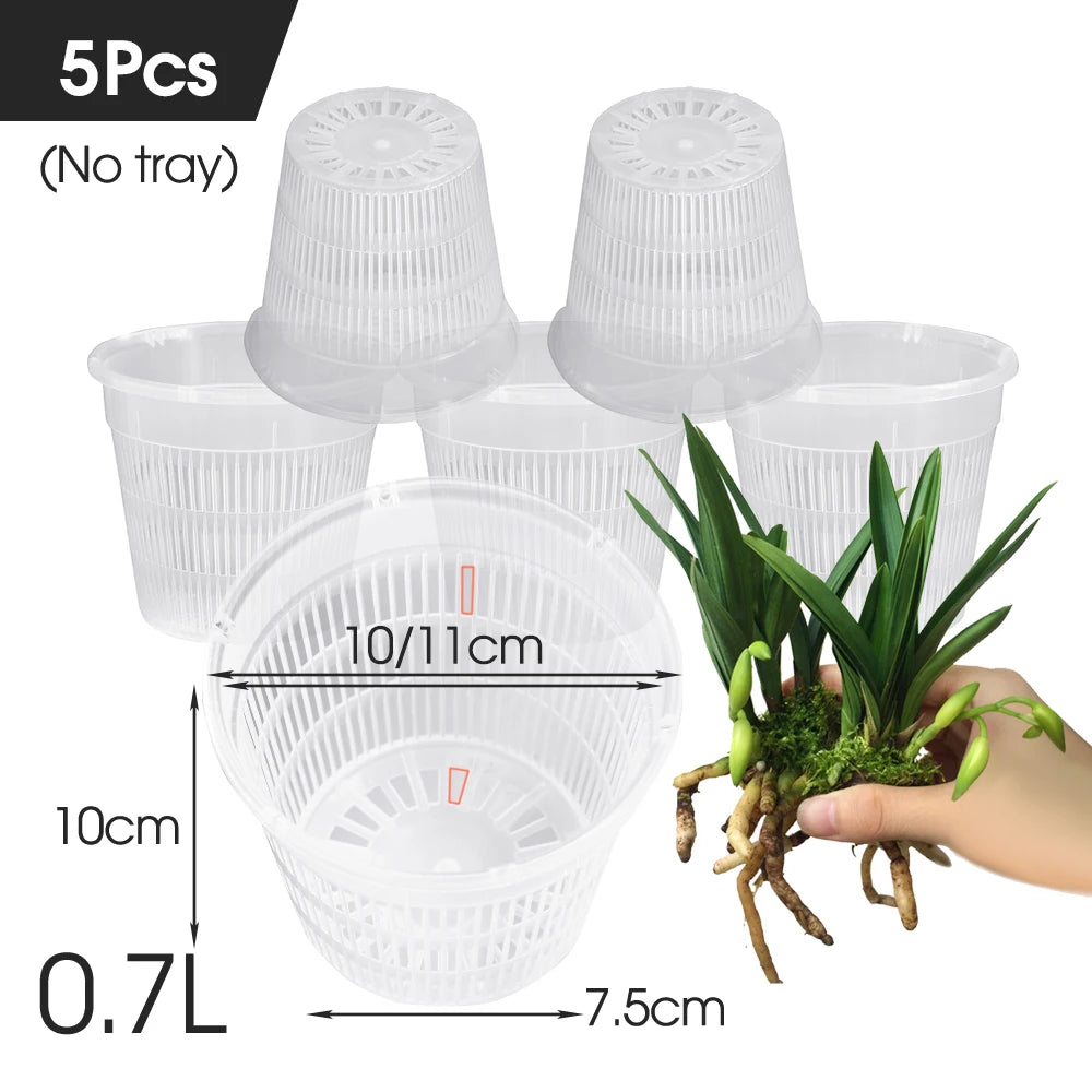 5/10PCS Clear Plastic Orchid Pots with Holes Breathable Slotted Planter for Home Decoration Garden Flower Basket Indoor Outdoor