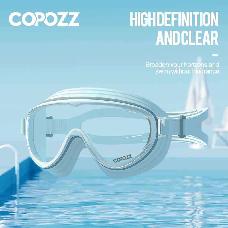 COPOZZ Large Frame Adults Swimming Goggles Professional Anti-Fog Sports Swim Eyewear Waterproof Swimming Glasses For Men Women