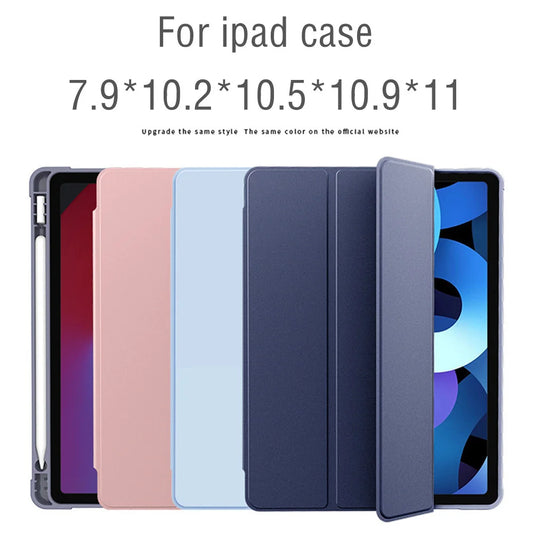 For iPad air 5 Case 2022 10.9 Pro 11 inch 2024 with Pencil Holder Cover 2018 9.7 Air 2/3 10.5 2021 10.2 6/7/8/9/10th Generation - KiwisLove