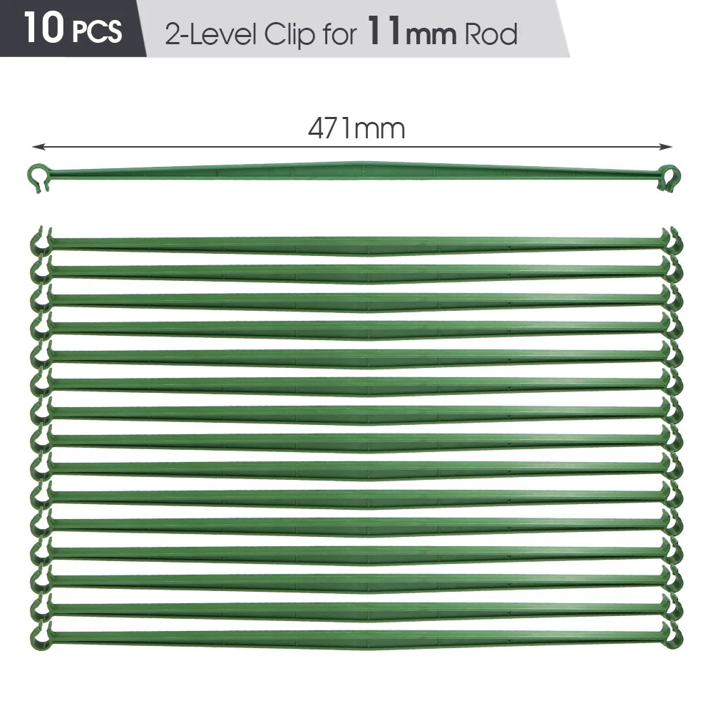 10PCS Durable 8/11/16mm Plant Support Pole Gardens Splice Frame Green Plastic Indoor Balcony Outdoor Climbing Vines Multilayer