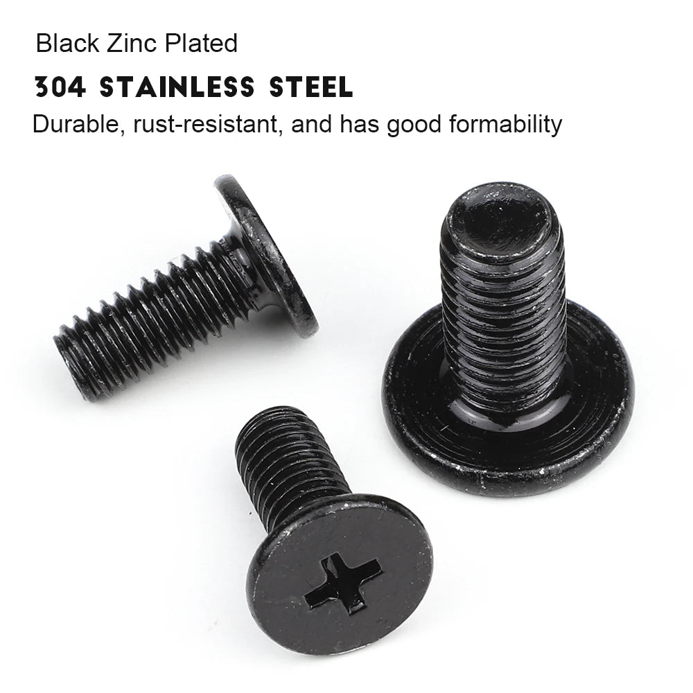 10-50pcs/bag Black 304 Stainless Steel Cross Ultra Thin Flat Head Machine Screw M2 M2.5 M3 M4 M5 M6 M8 Phillips Laptop Screw