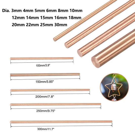 1pcs Copper Round Bar Metal Rod Milling Metalworking 3mm 4mm 5mm 6mm 8mm-30mm Length50mm-300mm Copper Rod