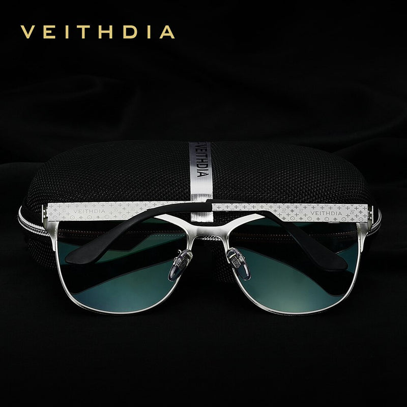 VEITHDIA Brand Designer Sunglasses Stainless Steel Sun Glasses Polarized UV400 Men Women Eyewear For Mal  Blue Mirror Lens 3580 - KiwisLove