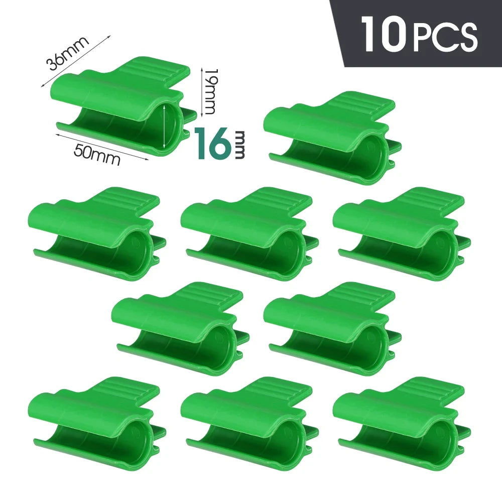 10PCS 5-20mm Thickened Greenhouse Film Plant Support Clamps Garden Shed Row Cover Net Tunnel Hoop Plastic Green Sunshade Frame