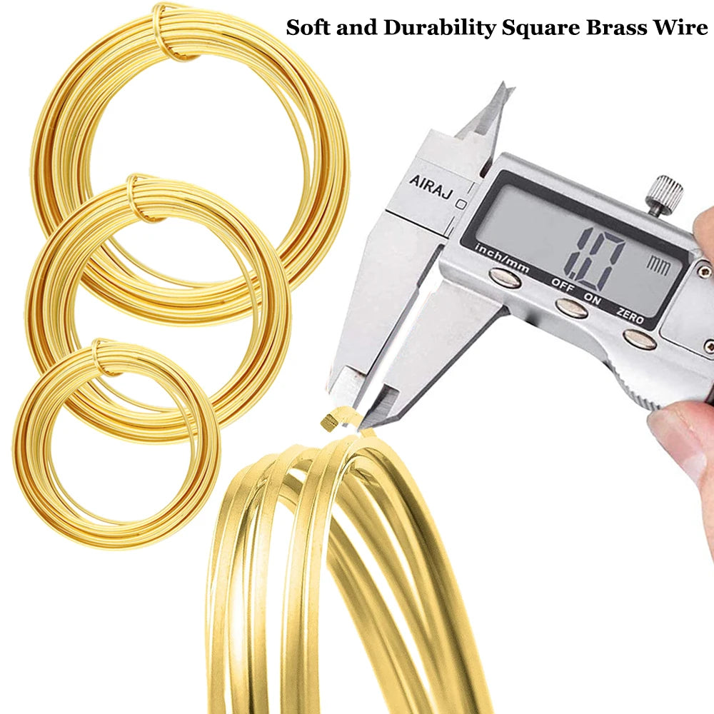 1PCS Length 6 meters Square Coppers Wire Diameter 0.6mm,0.8mm,1.0mm Half Hard Yellow Brass Wire for Jewelry Beading Craft Work
