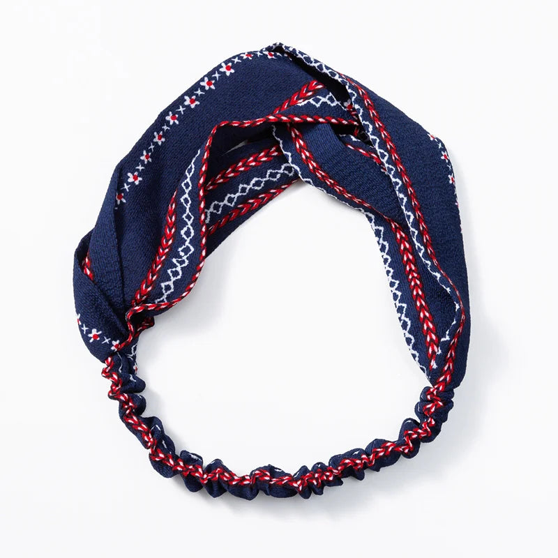 Fashion Women Girls Summer Bohemian Hair Bands Print Headbands Vintage Cross Turban Bandage Bandanas HairBands Hair Accessories