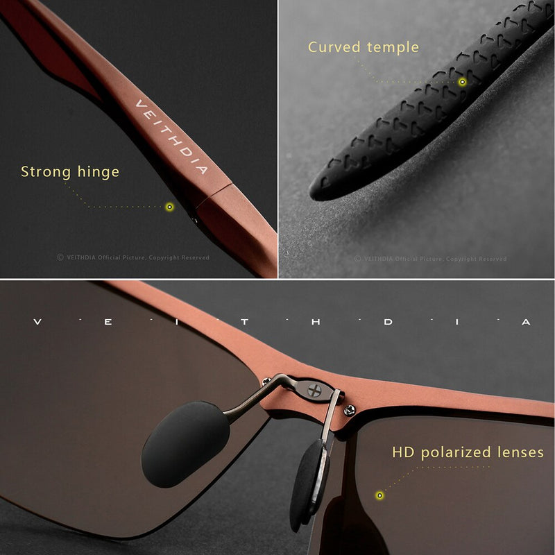 VEITHDIA Brand Sunglasses Aluminum Men Polarized UV400 Lens Rimless Driving Fishing Sun Glasses Sports Eyewear For Male V6535 - KiwisLove