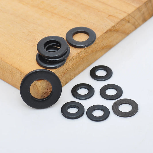 NINDEJIN Black Flat Washer M2 M2.5 M3 M4 M5 M6 M8 M10 M12 M14 M16 M18 M20 M22 M27 M30 M33 M36 Carbon Steel Plain Washers Gaskets - KiwisLove