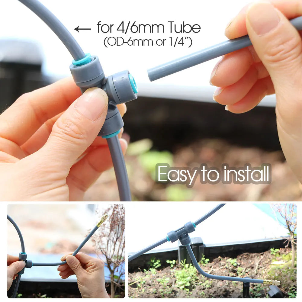5-30M Adjustable Brass Atomizer Watering System Connected to 1/4" Hose Irrigation Greenhouse Smart Timer Plants Lawn watering