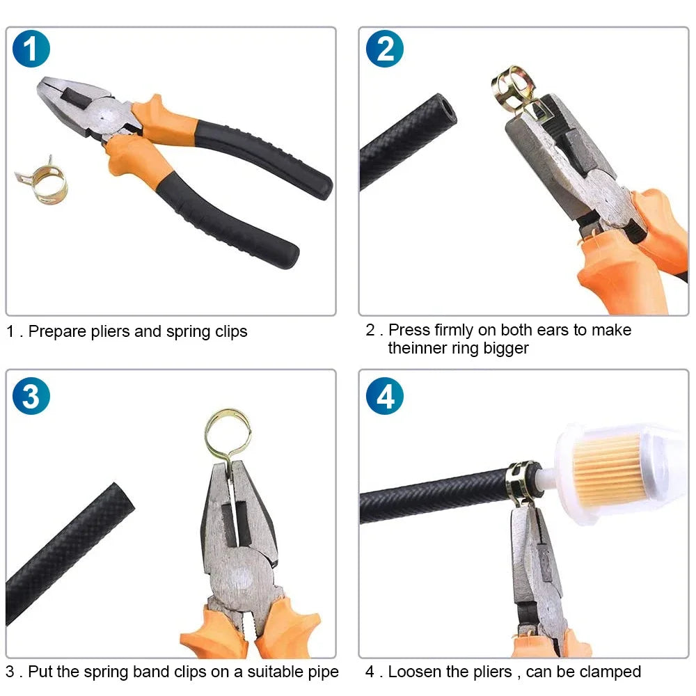 NINDEJIN 20pcs Spring Hose Clamp Fuel Pipe Water Pipe Clamp Silicone Vacuum Hose Pipe M6-M15 Zinc Plated Thicken Clip Fastener - KiwisLove