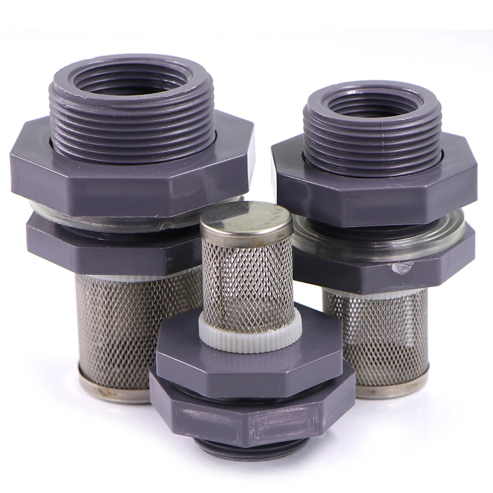 High quality 1/2" 3/4" 1" Water Tank Joint with 304 Stainless Steel Filter Screen for Aquarium Fish Tank Garden Watering Adapter