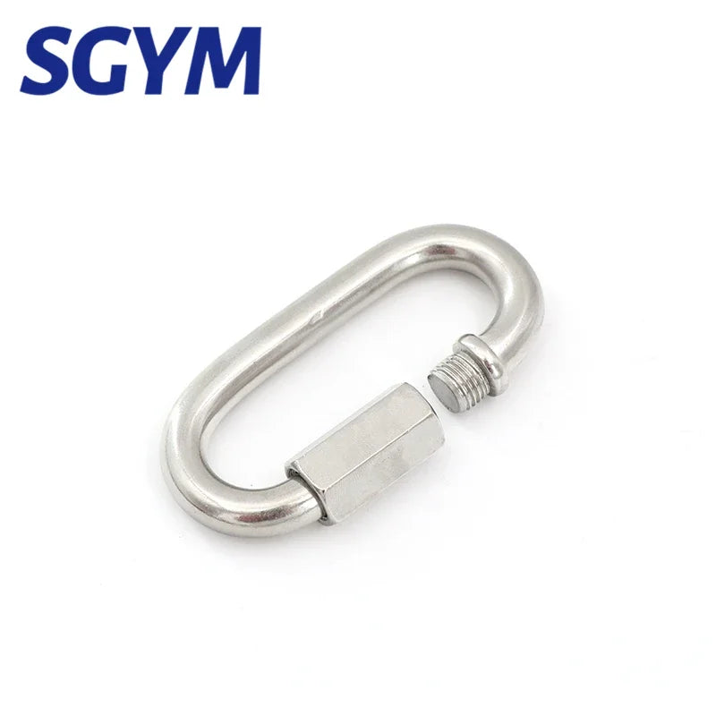304 Stainless Steel Screw Lock Climbing Gear Carabiner Quick Links Safety Snap Hook Chain Connecting Ring Carabiner Chain Buckle