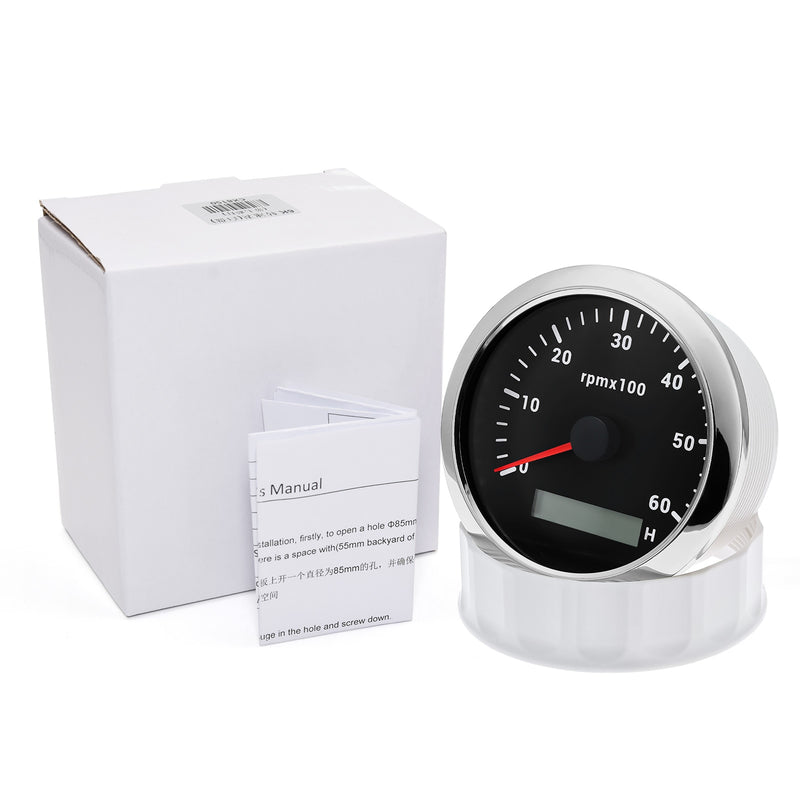 HD 85mm Tachometer With LCD Hourmeter 7 Color Backlight Tacho Gauge 3000 4000 6000 7000 8000 RPM For Marine Boat Car 12V/24V - KiwisLove