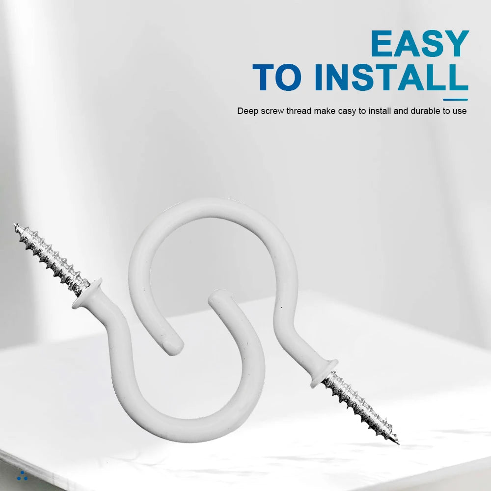 NINDEJIN 20/30pcs Cup Hook Screw Plastic Coated Screw-in Hook Ceiling Hook Kitchen 1/2"-2" Tapping Screw Hook - KiwisLove