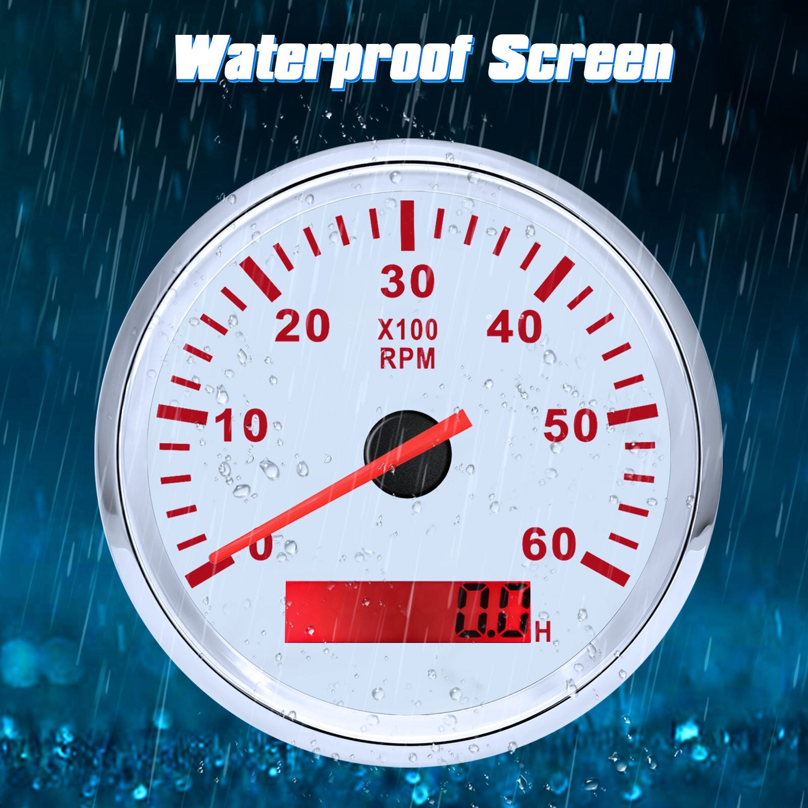12V/24V 85mm Marine Tacho Meter Gauge LCD Digital Hourmeter Boat Tachometer 3000~8000RPM Toerenteller Hour Meter RPM Sensor - KiwisLove