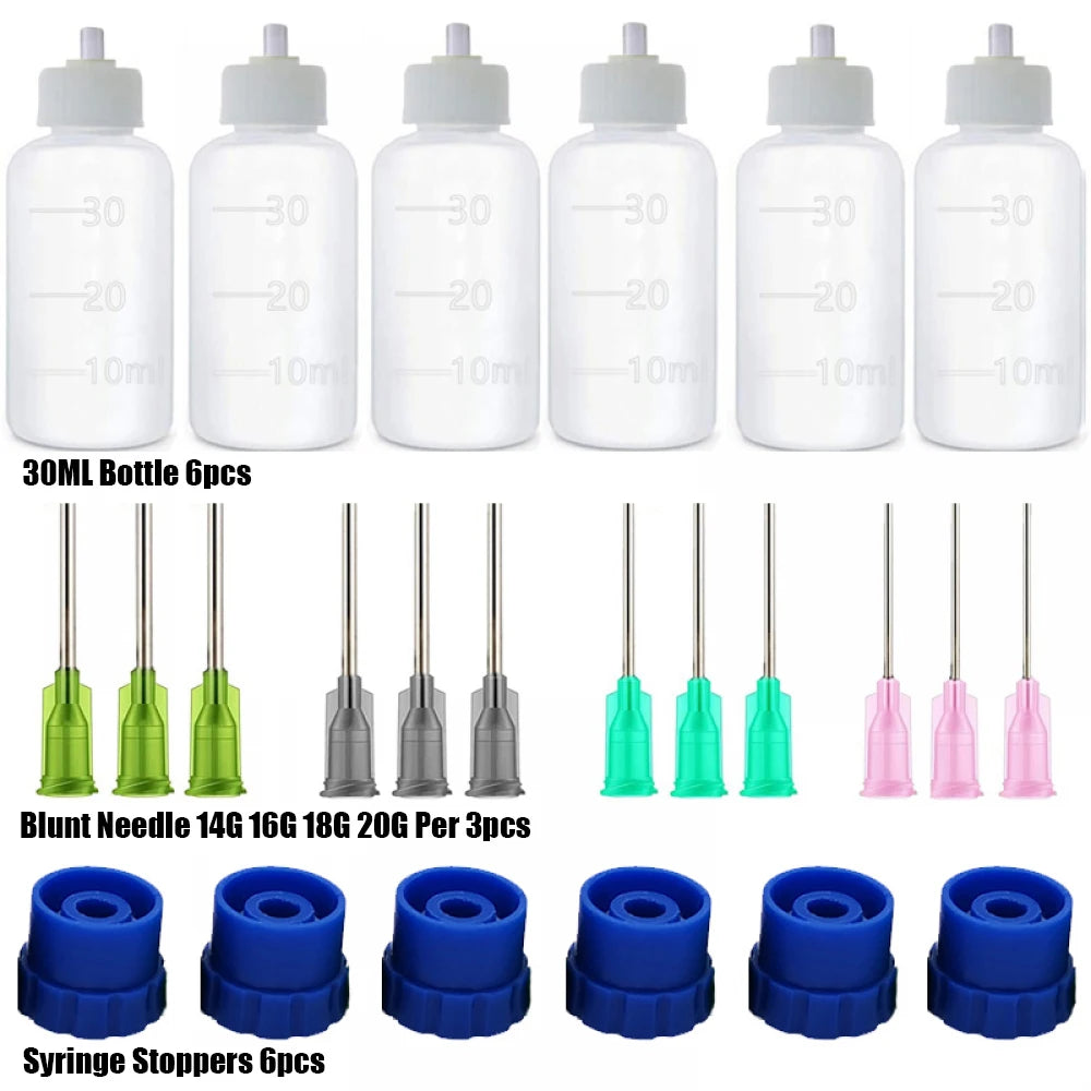 Dispensers Applicator Kit Plastic Squeeze Bottless Dropping Tube Nozzle and Blunt Tip Needle etc Works for Liquid Glue and Ink