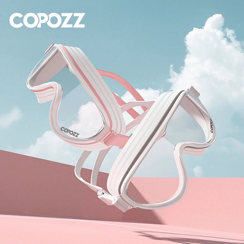 COPOZZ Large Frame Adults Swimming Goggles Professional Anti-Fog Sports Swim Eyewear Waterproof Swimming Glasses For Men Women