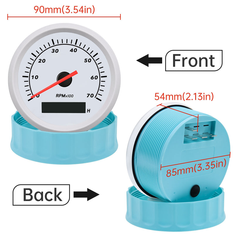 Marine Tachometer Car Truck Boat Tacho Gauge 0-3000 0-4000 0-6000 0-7000 0-8000RPM with LCD Hour meter 85mm gauge 12V 24V - KiwisLove