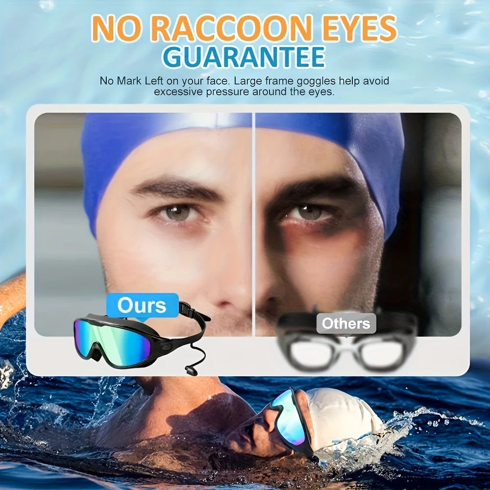 Adult Electroplated Swim Goggles Uv Protection Waterproof High-Definition Large Frame Swimming Goggles For Women Men Swimming