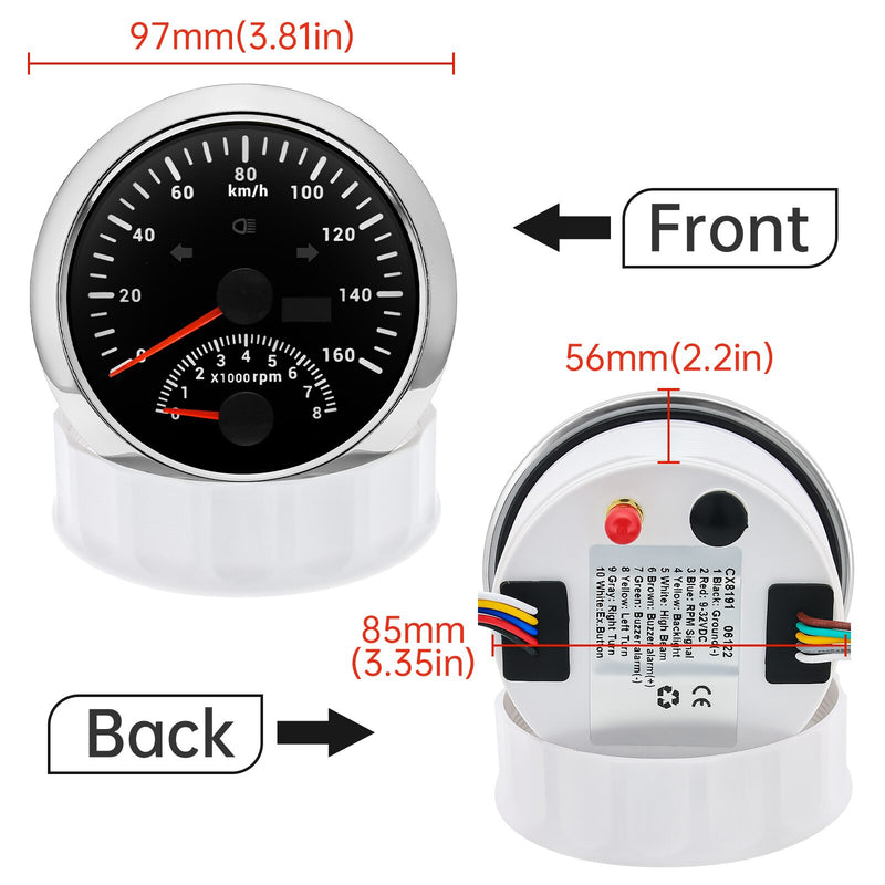 120km/h 200km/h 85mm GPS Speedometer Gauge 0-200MPH GPS Speed meter Odometer With Tachometer 8000 RPM for Car Boat ATV With GPS - KiwisLove