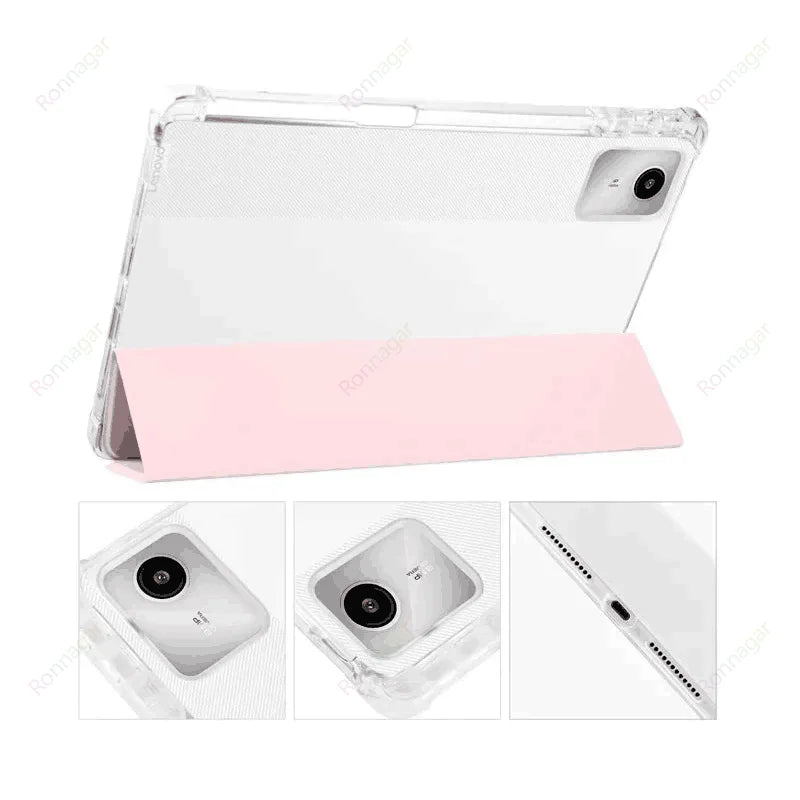 With Pencil Holder Case for Lenovo Tab M11 11" 2024 TB330FU 2025 TB335FC Slim Folding Soft Protective Case Translucent Back Case
