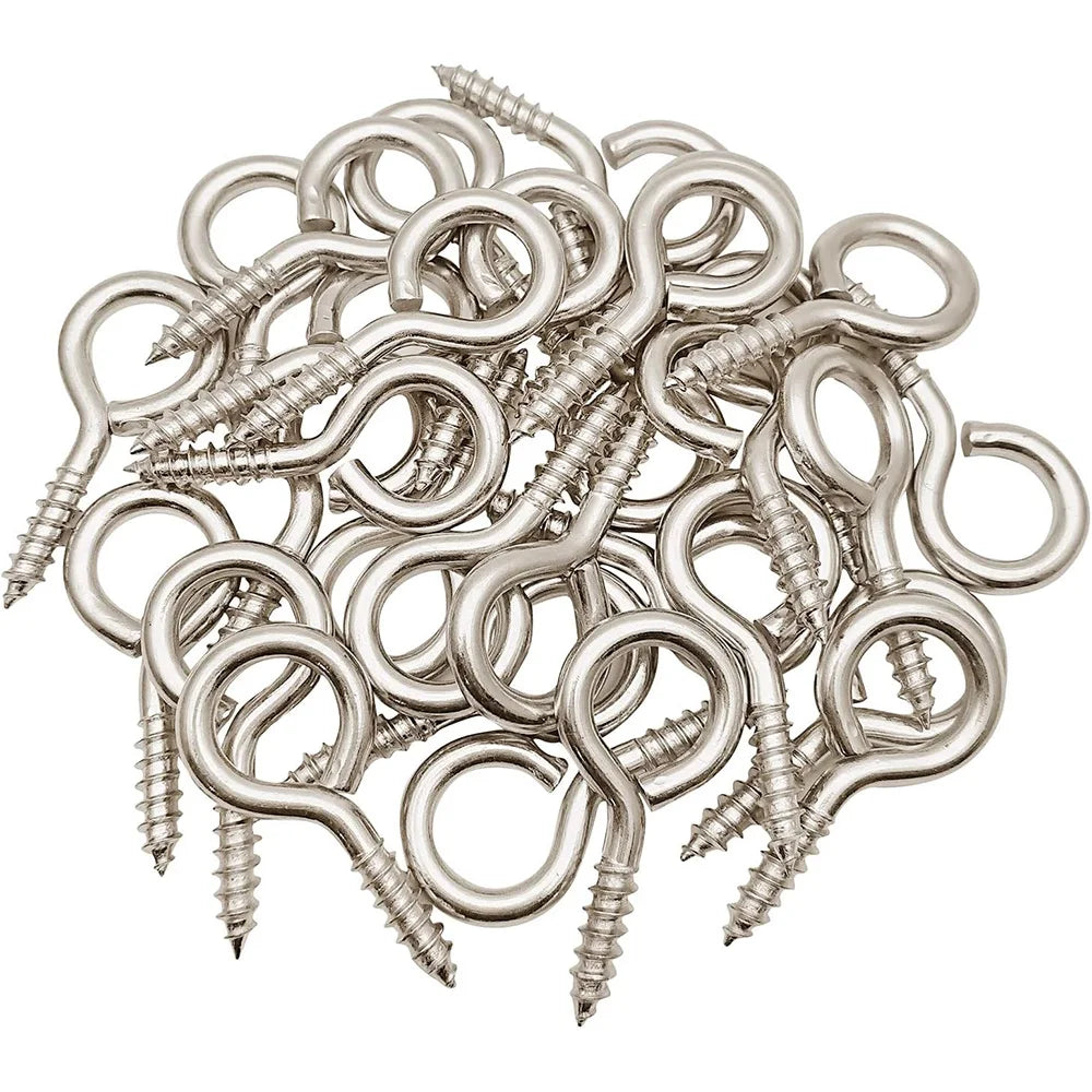 5-50pcs 5#-16# Heavy Duty Eye Hooks Screw Nickel Plated Steel 1# 2# Small Eyelet Screw for DIY Jewelry Craft - KiwisLove