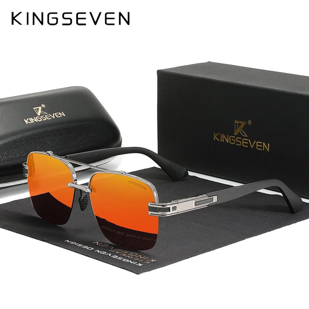 KINGSEVEN 2022 New Design Sunglasses For Men Polarized Gradient Sun glasses Women Men Semi-Rimless Square Retro Eyewear Okulary - KiwisLove