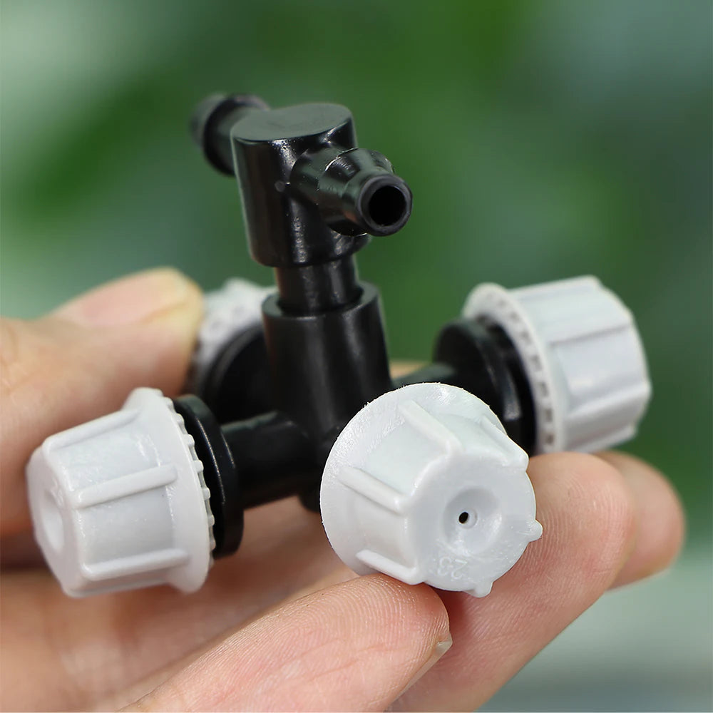 Garden 5PCS 30-60L/h Cross Misting Sprinklers 4 Outlet Spray Cooling System for Outdoor Garden Plants Atomizing Nozzle Lrrigatio