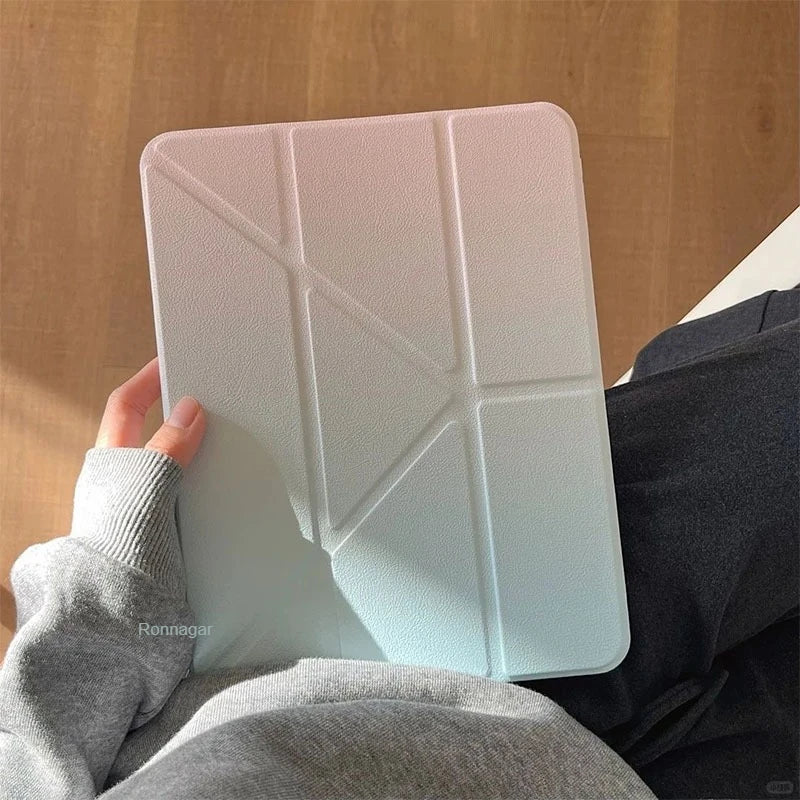 Gradient Color Y-Flip Case for iPad 9th 10.2 inch 8th/7th Gen 10th A16 11th Air11 13 2025 Pro11 M4 12.9 5th 6th Sleep/Wake Cover