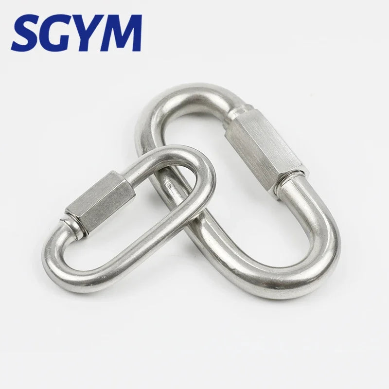 304 Stainless Steel Screw Lock Climbing Gear Carabiner Quick Links Safety Snap Hook Chain Connecting Ring Carabiner Chain Buckle