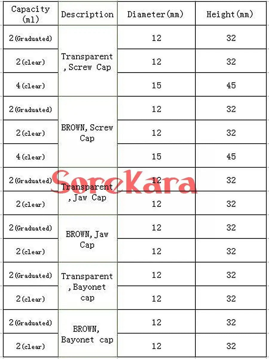 10pcs 2ML Brown Graduated Round Injection Glass Vial with Center Screw Cap 2CC Transparent Liquid Glass Containers - KiwisLove