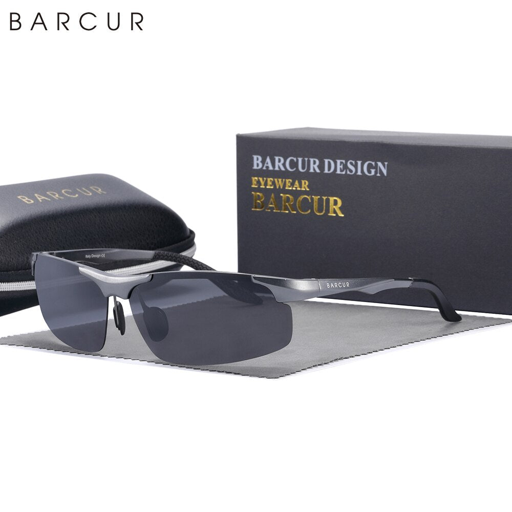 BARCUR Aluminium Magnesium Sunglasses for Men Polarized UVA&B Protection Photochromic Ultralight Sun Glasses Sports Eyewear - KiwisLove
