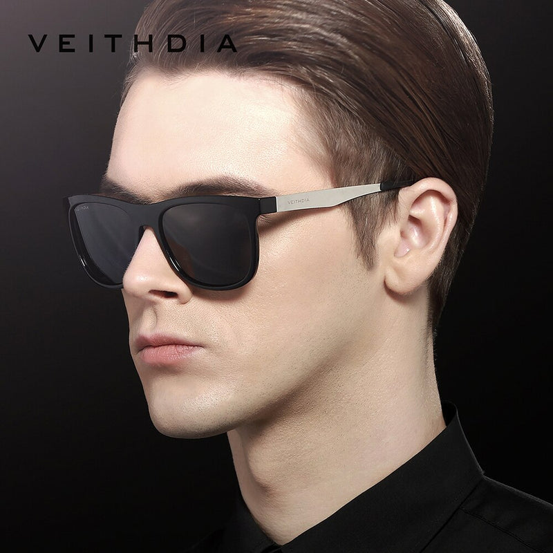 VEITHDIA Sunglasses Square Retro Vintage Polarized UV400 Lens Eyewear Sun Glasses For Men/Women 6110 -Stainless Steel + TR90 - KiwisLove