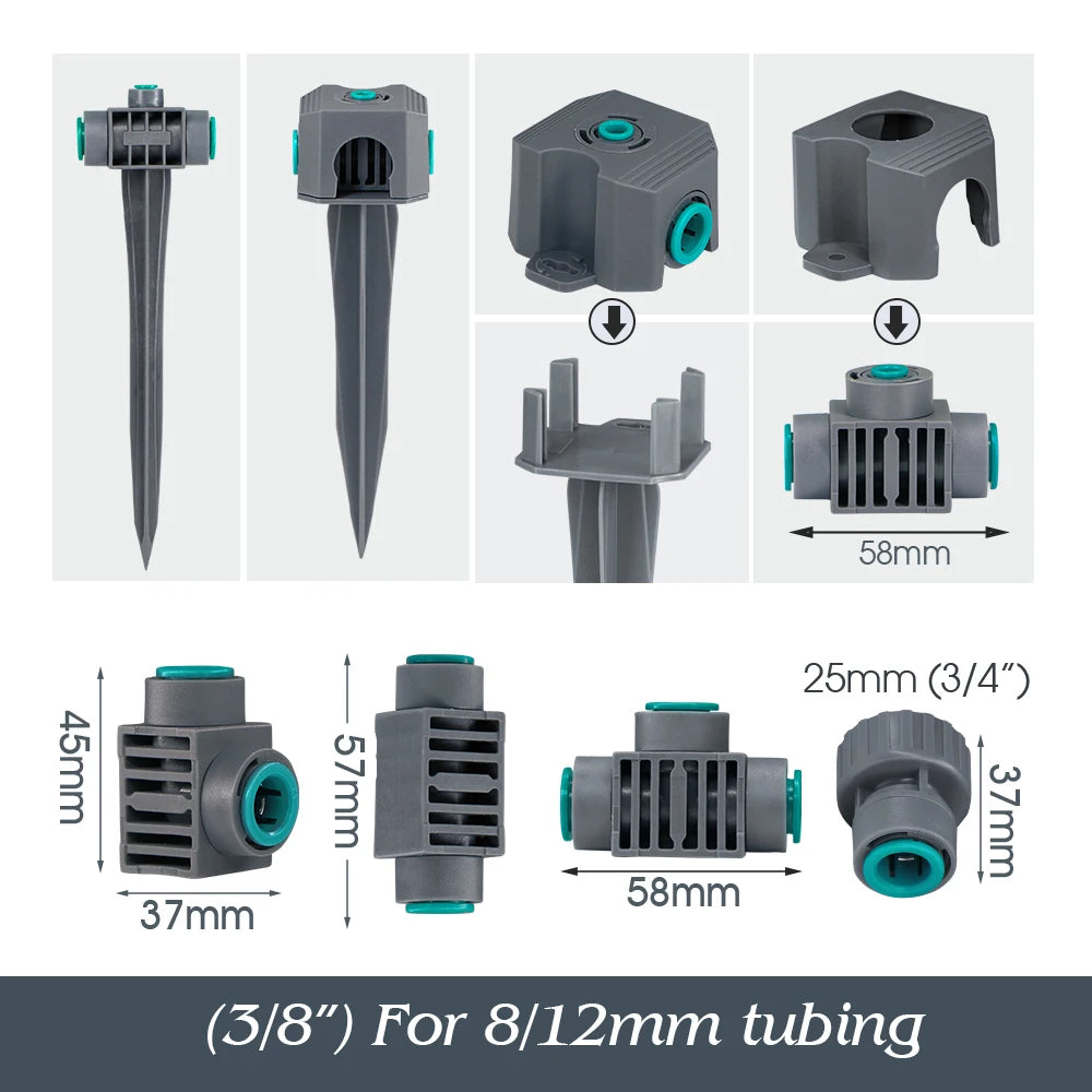 10/20pcs 12MM Tubing Accessory Garden Irrigation Fitting for OD-12MM Hose Adapters Anti-Fall Off Tee Elbow Equal Stake Quick Con