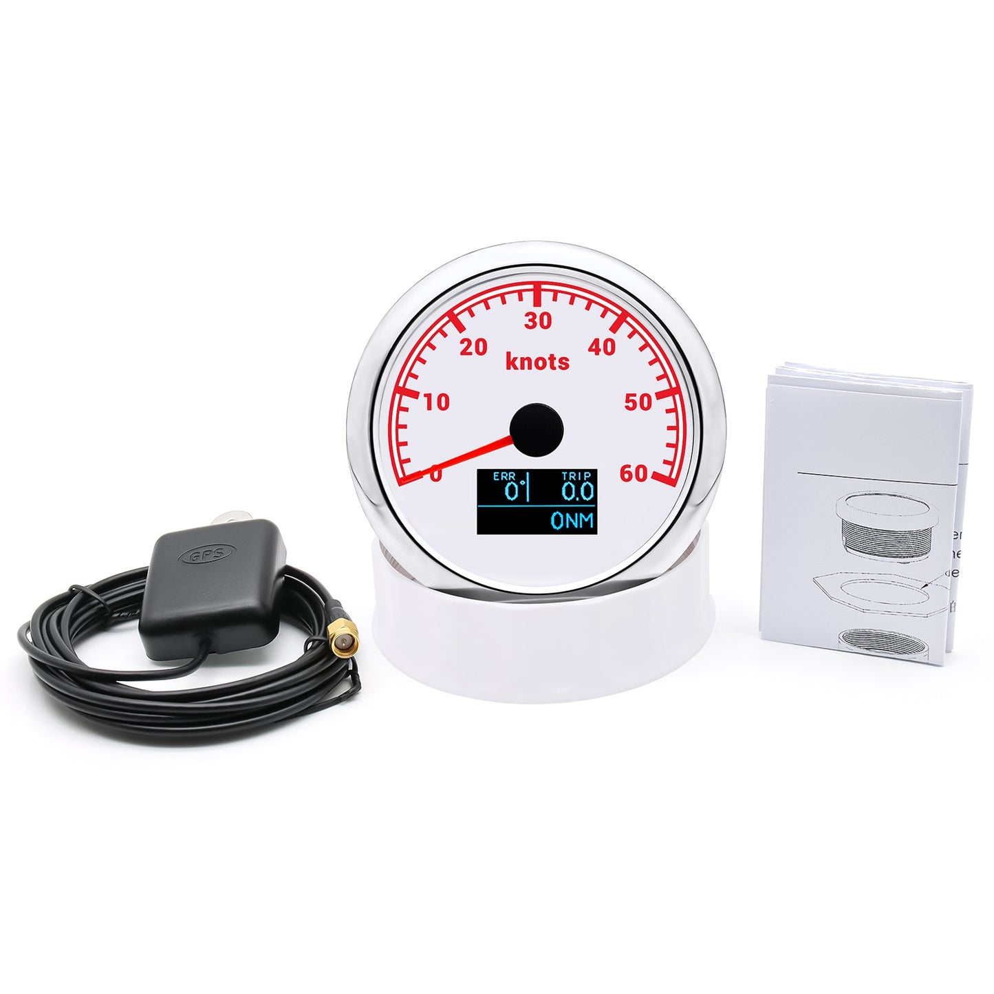 HD 85mm 3 in 1 Car Boat GPS Speedometer Gauge Digital speedometer Motorcycle gps 60km/h 60MPH 60knots Red LED With Antenna - KiwisLove