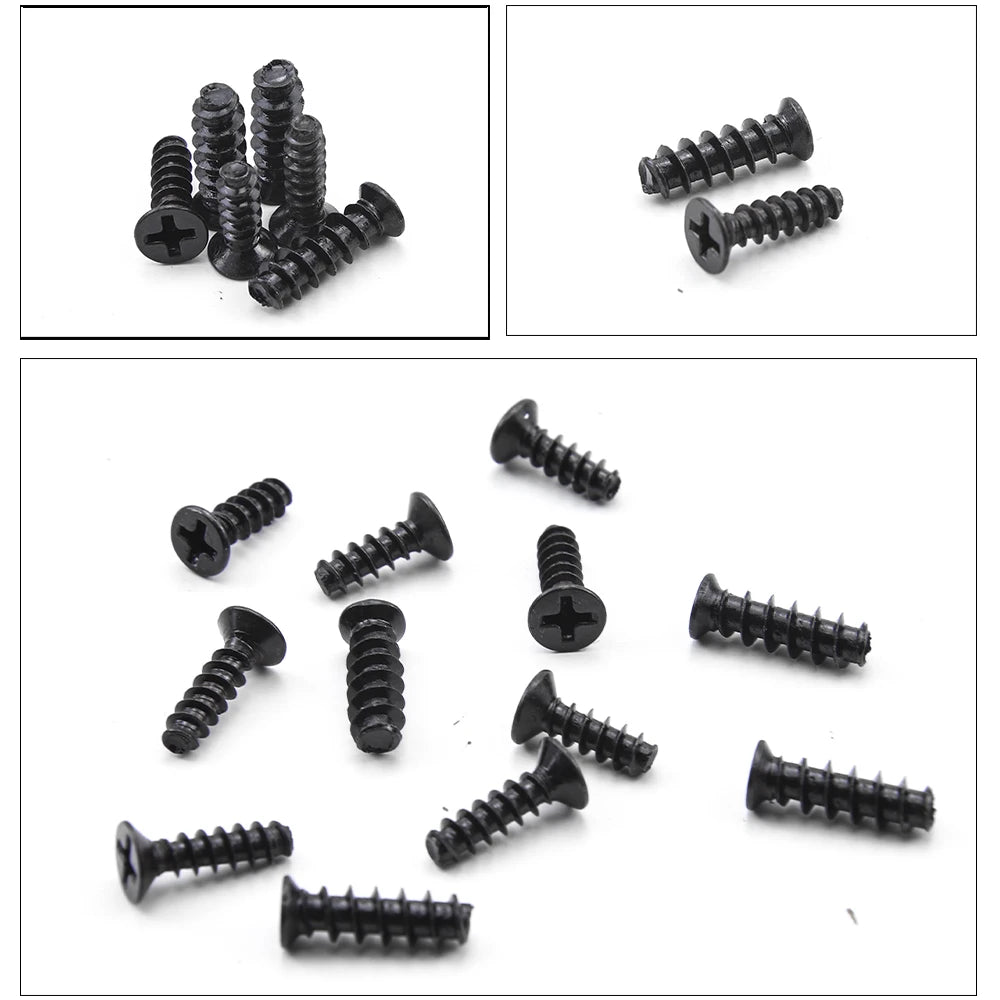 50-100pcs Cross Flat Head Self-tapping Screw Flat Tail M2 M2.3 M2.6 M3 M4 Black Plated Steel Phillips Tapping Screw for Plastic