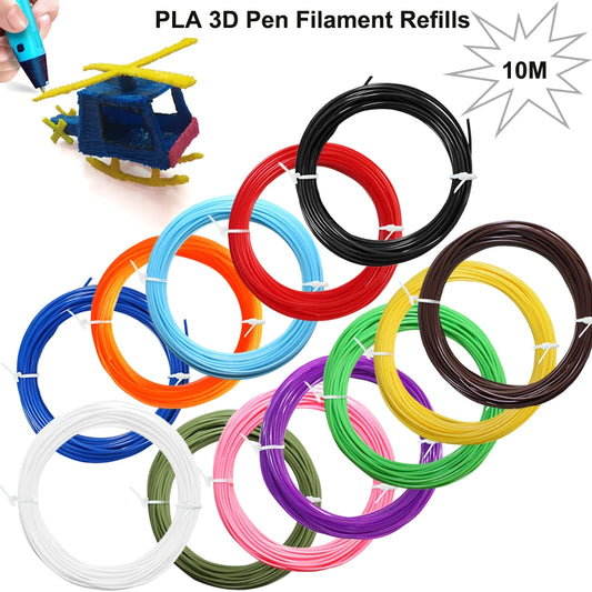 10m/roll PLA Colored Odorless Safety Plastic 3D Pen Filament Diameter 1.75mm For 3D Printing Pen 12 color options available
