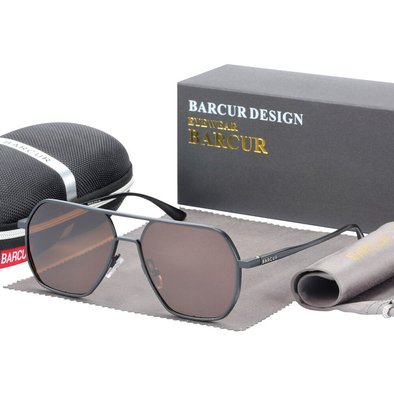 BARCUR Square Aluminium Magnesium Sunglasses For Men Vintage Women Sun GLasses Eyewear Oculos De Sol - KiwisLove